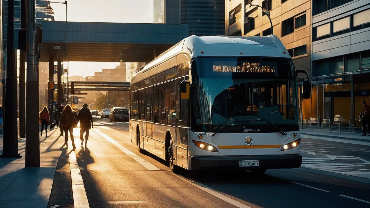 Ônibus urbano parado em um ponto na cidade